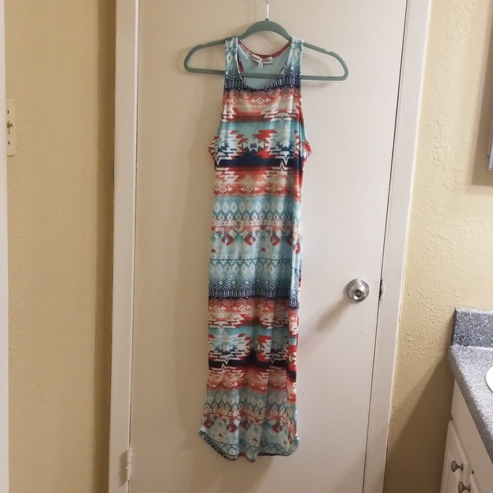 Long Aztec Design Pencil Dress Size Large